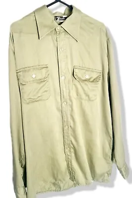 Vintage Shirt Work 1970s Chore Pale Green Mens Large Medium Pockets 70s Vtg • £22.50