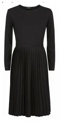 £39.50 • Buy Jaeger Black Pleated Skirt Jersey Dress Uk 18 Nwts  Rrp £125.