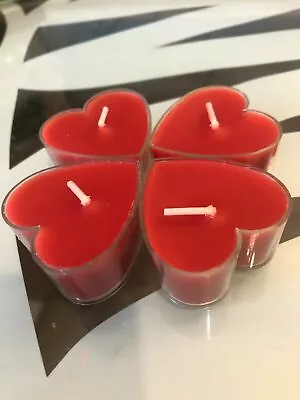 Valentines Day Candles 4xLUXURY TEA LIGHTS Red/Pink Love Heart Shape Romantic • £4.25