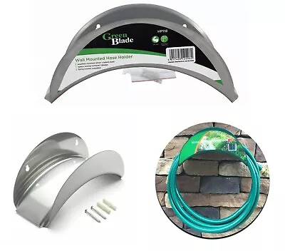 Wall Mounted Metal Garden Hose Pipe Hanger Holder Cable Storage Shed Hose Reel • £6.38