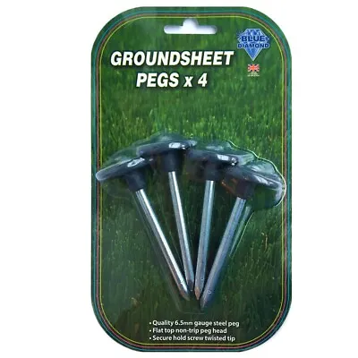 £6.95 • Buy Blue Diamond Metal Groundsheet Pegs - 4 Pack Camping Awning Ground Sheet Pegs