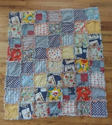 Baby Childs Quilt Handmade Dr. Suess Mickey Mouse Forest Animals ABCs 47x40  • $22