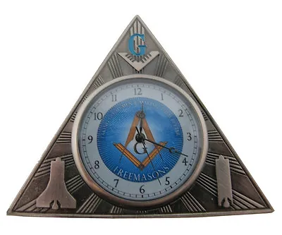 Gift For Freemason Mini Triangle Desk Clock Masonic Gift - Symbols Front & Back • $28.99