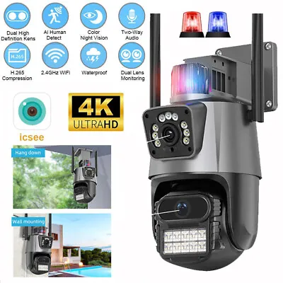 8MP 4K WiFi IP Camera Outdoor Dual Lens CCTV Wireless Home Security PTZ IR Cam  • £46.99