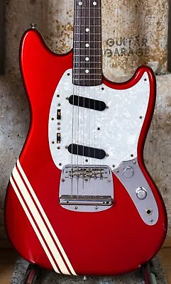 2002 Fender Japan Mustang 69 Vintage Candy Apple Red Competition Stripe CIJ • $1509.58