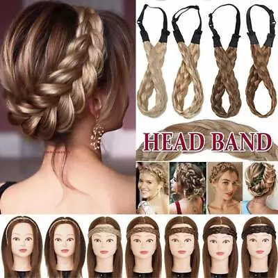 Thick Plaited Braided Headband Chunky Hair Extensions Real As Human Hair Band US • $5.52