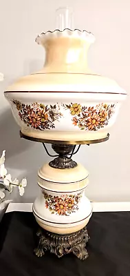 Vintage 1971 L&L WMC Hurricane 3-way Parlor Lamp Floral 27  Gone With The Wind • $119