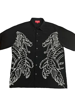 Jnco Jeans Mens Button Up Shirt Vintage Double Dragon Front And Back Large Y2K • $101.15