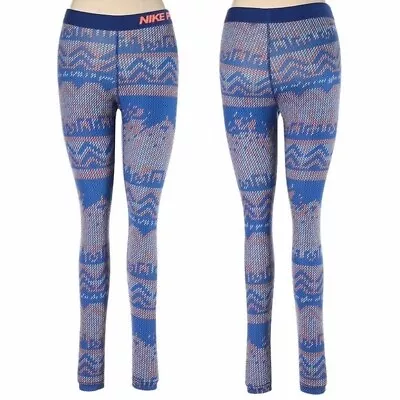 Nike Pro Hyperwarm Blue Digital Nordic Print Leggings Size S • $35