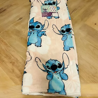 Disney Stitch Plush Throw 50X70 Stitch Pink Flower Design • $39.99