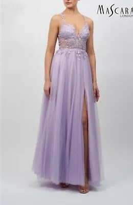 Mascara Mc1825038 Size 6 Lavender Prom Evening Dress Emb Cross Back Tulle BNWT • £249.99