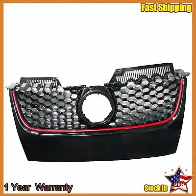 Mesh Grille Front Upper Matte Black W/ Red Trim  For 2006-09 VW Mk5 GTI Jetta • $43.64