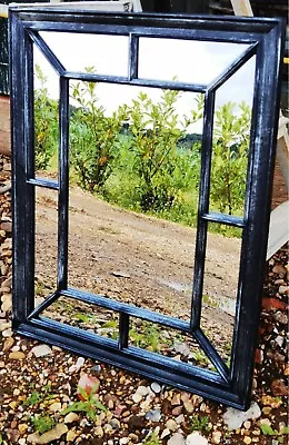 £25.99 • Buy Distressed Antique BLACK Window Mirror Stylish Decor Wall Hallway Rustic 60x76CM