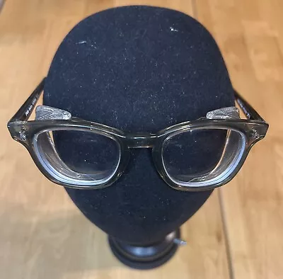 Vintage American Optical Glasses AO Horn Rim Metal Mesh Side Sheilds Steam Punk • $145.75