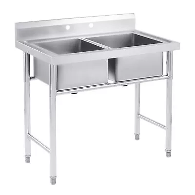 Stainless Steel 2-Compartment Prep Utility Sink - NSF Certified Free Standing • $179.99