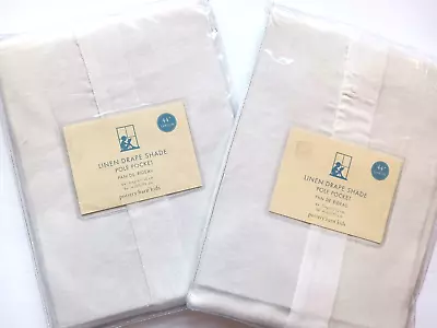 £46.58 • Buy Pair Pottery Barn Kids Linen Drape Shade Pole Pockets Top Treatment 44x36  Beige