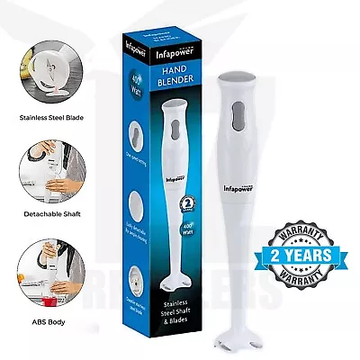Hand Blender Food Collection Mixer With SS Blades 400W Anti-Splash White - SALE • £11.99