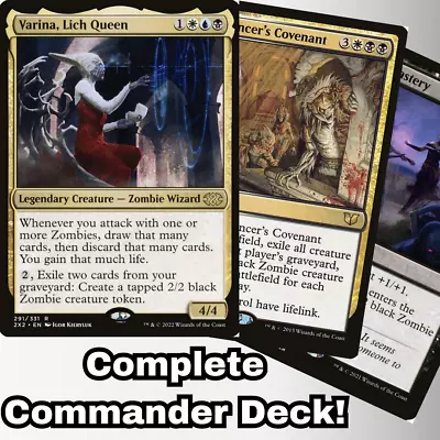 MTG Commander EDH Deck Varina Lich Queen 100 Magic Cards Custom Deck Zombies • $66.95