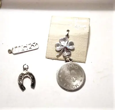 Vintage Sterling Silver Lucky Shamrock Charm Bracelet Charms Or Necklace Pendant • $44.99