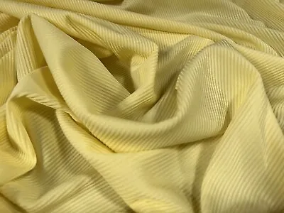 Fine Ribbed Spandex Stretch Jersey Fabric Per Metre - Plain - Daffodil Yellow • £3.99