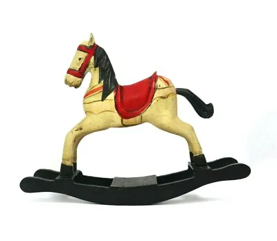 Small Wooden Rocking Horse Decorative Figurine Home Decor Ornamental   • £15.66