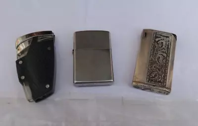 LOT Vintage Cigarette Lighters Zippo Colibri Fancy Silverplate Deco LOOK WOW NR • $2.99