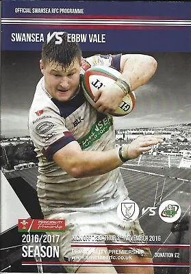 Swansea V Ebbw Vale 3 Nov 2016 St Helens Swansea RUGBY PROGRAMME • £4.99