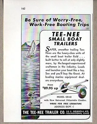 1953 Print Ad Tee-Nee Small Boat Trailers Model OB-40 YoungstownOH • $9.72