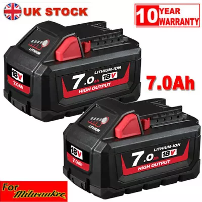 £46.92 • Buy 2 Genuine For Milwaukee M18B7 Red M18 18V Lithium 7Ah Battery 48-11-1860 2 Pack