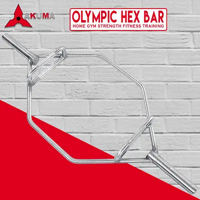 Olympic Hex Bar Trap Compact Barbell Weights Dead Lift Shrug Squat Gym Exercise • $280