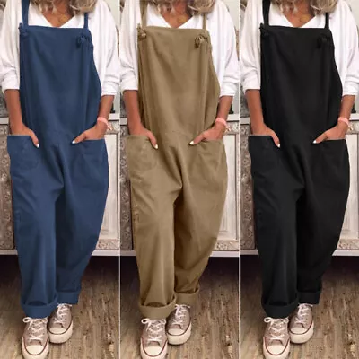$23.91 • Buy ZANZEA Women Stappy Romper Jumpsuit Loose Overalls Side Pokcets Dungarees Pants