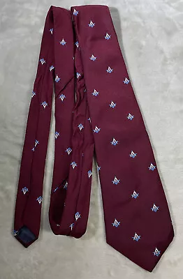 Freemason Tie Men’s Burgundy Blue & White Pattern • $18.41