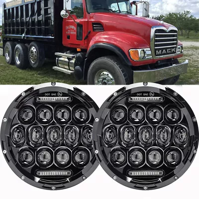 2pcs 7''Inch Round LED Headlights Sealed Hi/Lo Beam With DRL For Mack R Series • $57.59