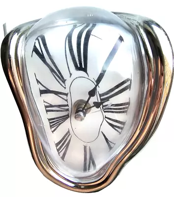 Clocks Salvador Dali Funny Surrealism Art Gift Time Warp Melting Clock Silver Fo • $18.95