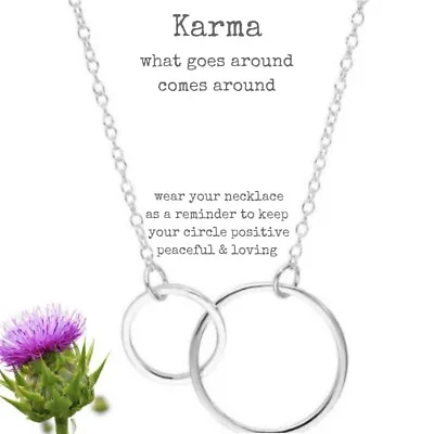 Sterling Silver Karma Necklace - Double Eternity Hoops Necklace - Circles • £16