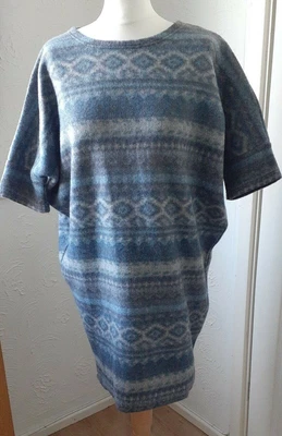 £5 • Buy Women's Dress Short Sleeve Midi Length Small Fair Isle Style Grey Blue Multi