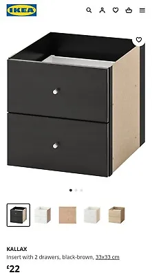 2 Ikea KALLAX Wooden Insert With 2 Drawers Books Storage Display Shelves Unit • £35