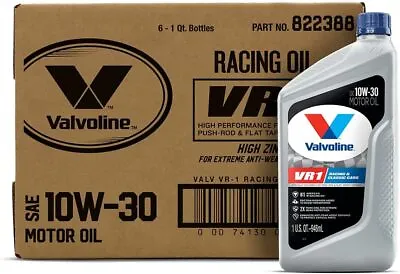 Valvoline VR1 Racing SAE 10W-30 Motor Oil 1 QT Case Of 6 • $116.96