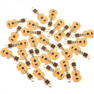 Guitar Charms Gold Enamel Acoustic Band Pendants Music Jewelry Finding 2pcs • $3.15