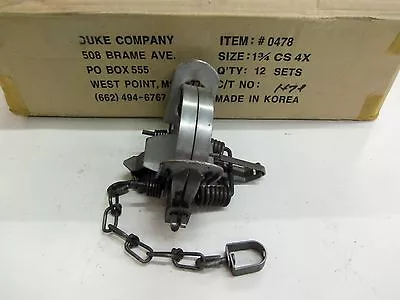 $136.95 • Buy 12 Duke # 1 3/4  4 COIL Spring Traps (1 Dozen)  0478 Bobcat Coyote Lynx Otter