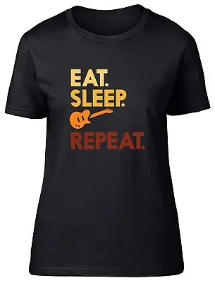 Eat Sleep Guitar Womens T-Shirt Musician Band Guitarist Music Ladies Gift Tee • £8.99