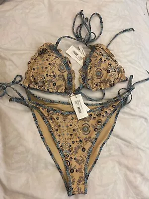 $69.95 • Buy Tigerlily Rosetta Tara Tri Bikini Top & Rosetta Elle Bottom Swimmers XL 16 New