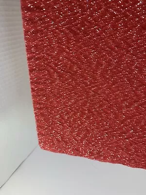 Vtg Silver Sparkle Raspberry Red Tablecloth~Holiday~Hollywood Regency~Glam~74x59 • $49