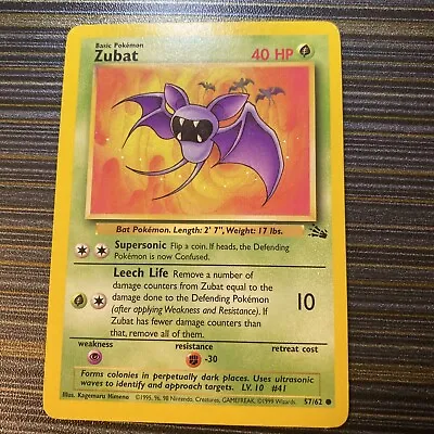 $2.50 • Buy Zubat 57/62 - 1999 Pokemon Fossil 1st Edition - LP