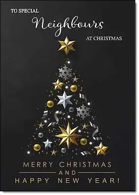 Doodlecards Neighbours Christmas Card Black Abstract Christmas Tree • £3.49