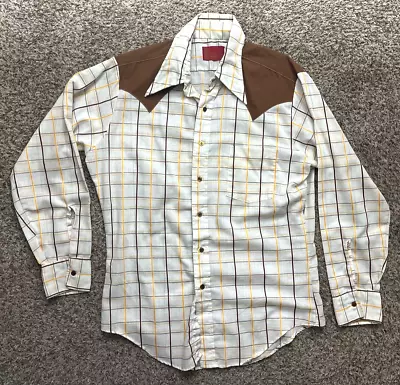 Vintage 1970s Sears Kings Road Shop Men's Button Down Western Shirt 16.5 Cowboy • $27.77