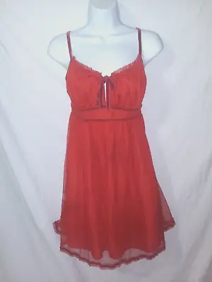 Simply Vera L Red Layered Babydoll Nightgown~Velvet Straps~Keyhole~Valentine's~# • $14.39