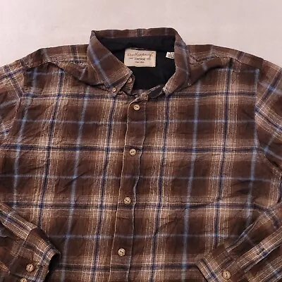 Weatherproof Tartan Flannel Casual Button Up Shirt Mens Size Large L Brown • $14.99