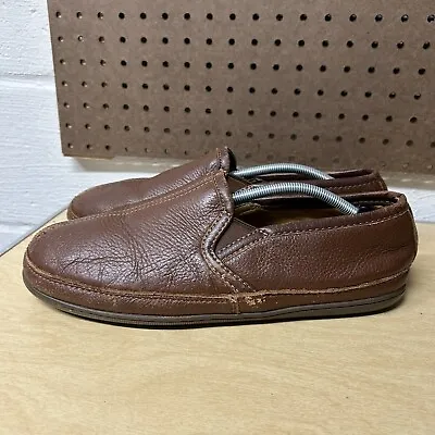 L.L. Bean Mens Elk Hide Slippers Shoes Size 12 M Brown Leather 272346 • $24.99