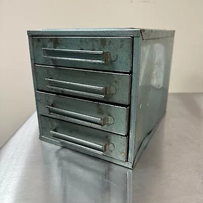 Vintage Metal Small Parts Cabinet 4 Drawer Machinist Box W/ Dividers • $48.95